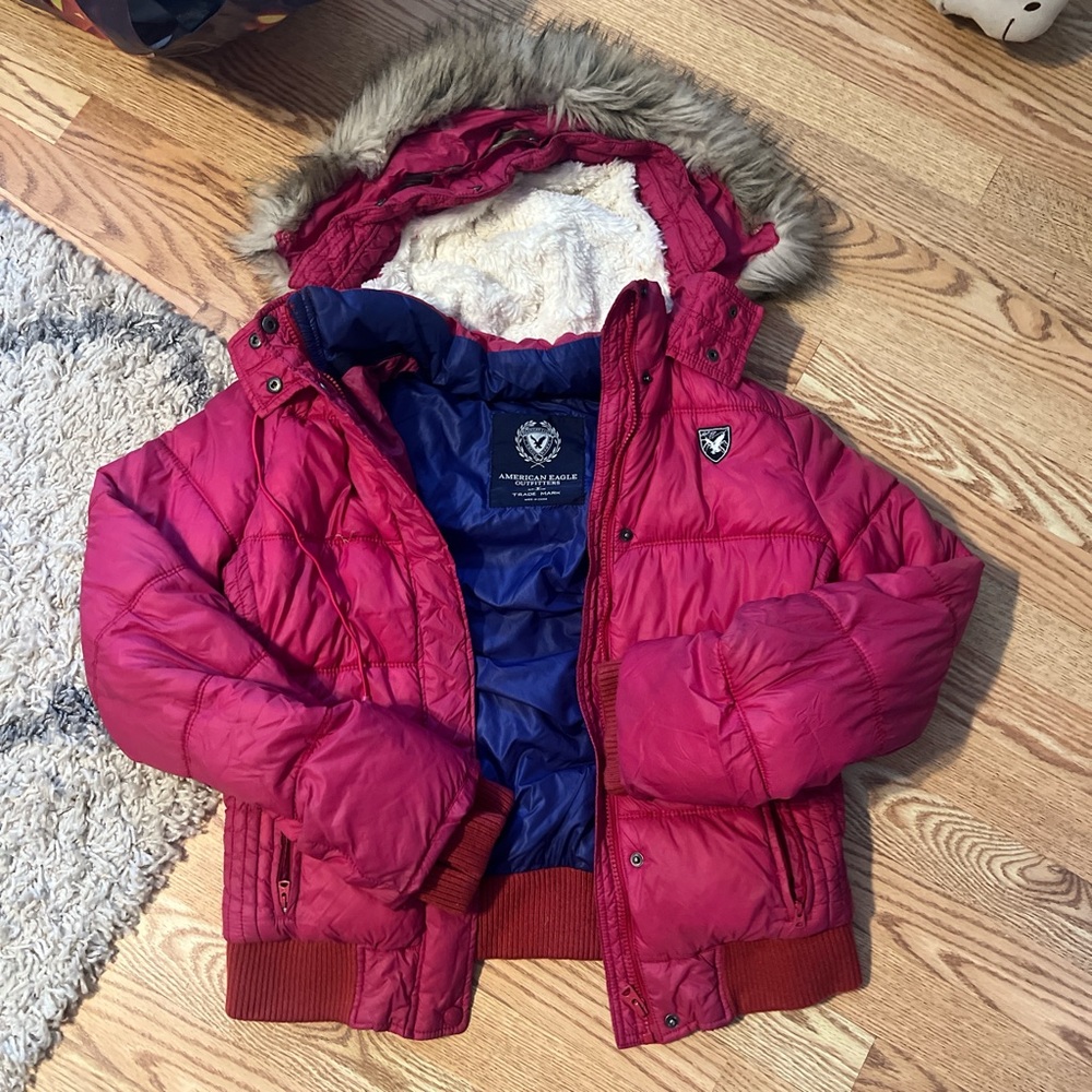 American Eagle Outfitters Red Puffer Jacket